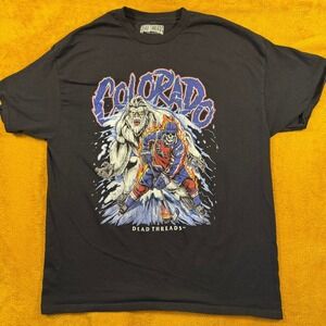 DEAD THREADS Colorado Yeti Hockey Skeleton T Shirt XL Black Graphic Tee